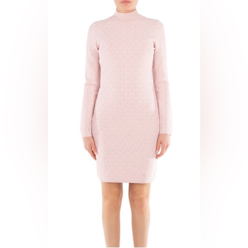 Michael Kors Light Pink Long Sleeve Turtleneck Knit Dress